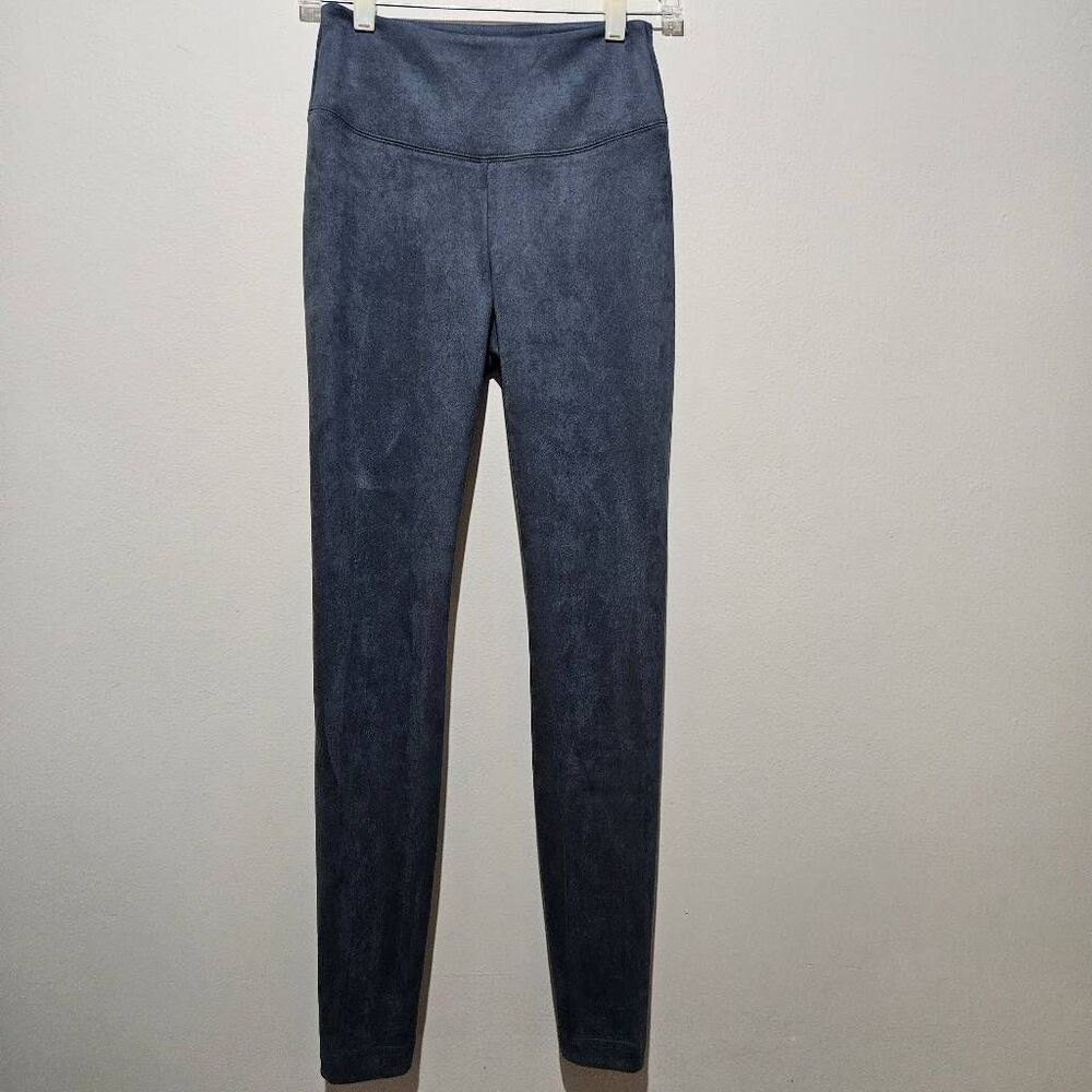 White House Black Market Runway Leggings Womens Size 2 Faux Suede Blue